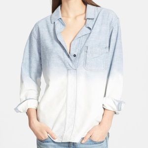 Rag & Bone Leeds Dip Dye Shirt Medium ombré blue